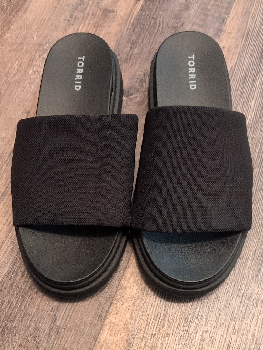 torrid Black Wide-Band Chunky Slide Sandals